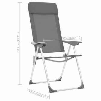 Campingstoelen 4 st inklapbaar aluminium grijs 9