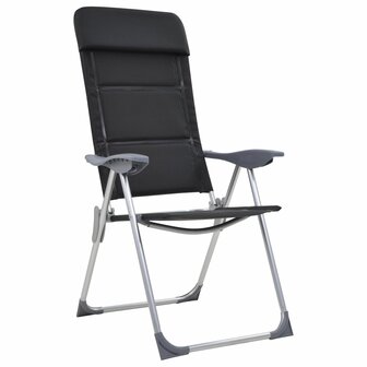 Campingstoelen 58x69x111 cm aluminium zwart 2 st 2