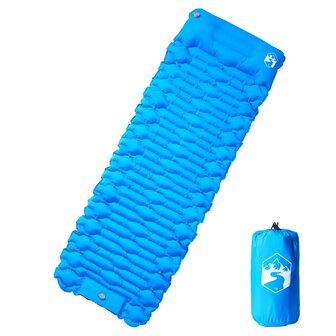 Kampeermatras met kussen zelfopblazend 1-persoons blauw 1