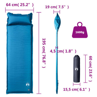 Kampeermatras met kussen zelfopblazend 1-persoons turquoise 5