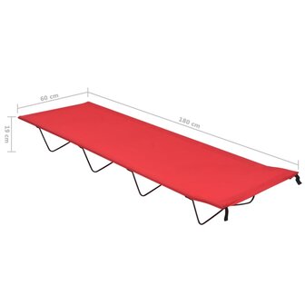 Campingbed 180x60x19 cm oxford stof en staal rood 6