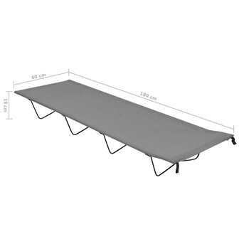 Campingbed 180x60x19 cm oxford stof en staal grijs 6