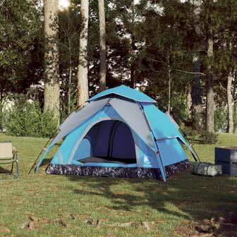 Koepeltent 4-persoons snelontgrendeling blauw 3