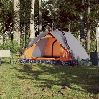 Koepeltent 3-persoons snelontgrendeling grijs en oranje 3