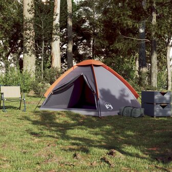 Koepeltent 2-persoons waterdicht grijs en oranje 3