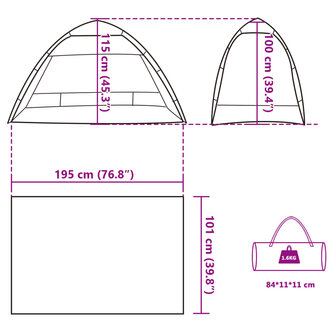 strandtent 2-persoons waterdicht snelontgrendeling grijs 12