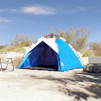 Strandtent 3-persoons waterdicht snelontgrendeling azuurblauw 3