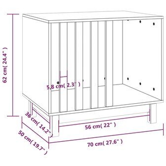 Hondenhok 70x50x62 cm massief grenenhout wit 8