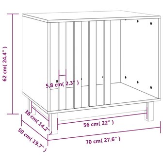 Hondenhok 70x50x62 cm massief grenenhout honingbruin 8