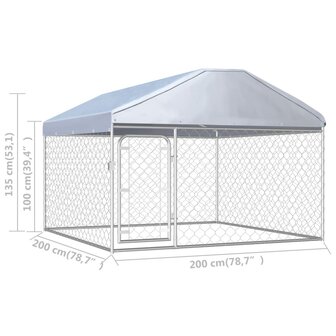 Hondenkennel voor buiten met dak 200x200x135 cm 5