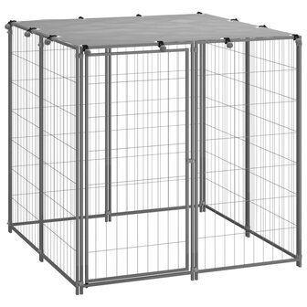 Hondenkennel 110x110x110 cm staal zilverkleurig 1