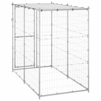 Hondenkennel buiten met dak 110x220x180 cm gegalvaniseerd staal 4