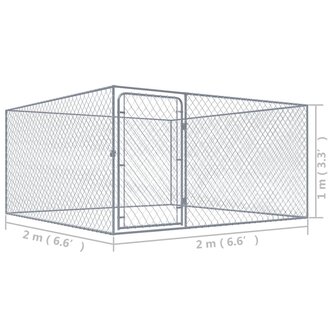 Hondenkennel voor buiten 2x2x1 m gegalvaniseerd staal 5