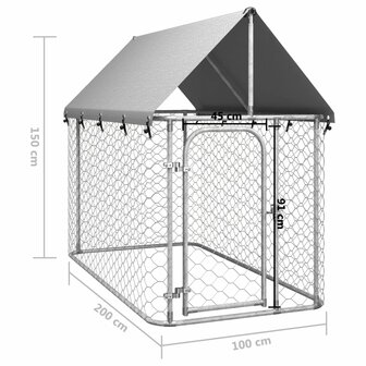 Hondenkennel voor buiten met dak 200x100x150 cm 5