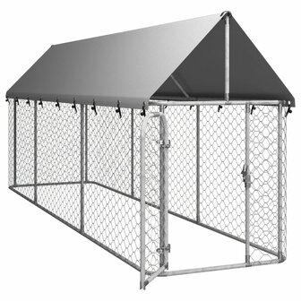 Hondenkennel voor buiten met dak 400x100x150 cm 4