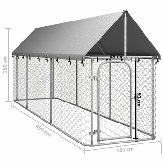 Hondenkennel voor buiten met dak 400x100x150 cm 5