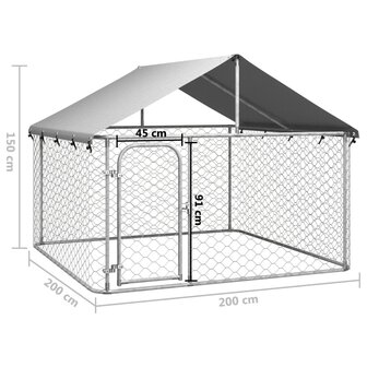 Hondenkennel voor buiten met dak 200x200x150 cm 5