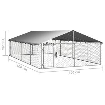 Hondenkennel voor buiten met dak 600x300x150 cm 5