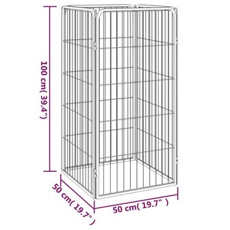 Hondenkennel 4 panelen 50 x 100 cm gepoedercoat staal zwart 6