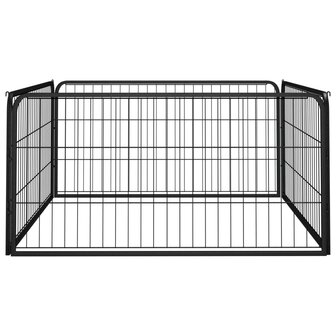 Hondenkennel 4 panelen 100x50 cm gepoedercoat staal zwart 2