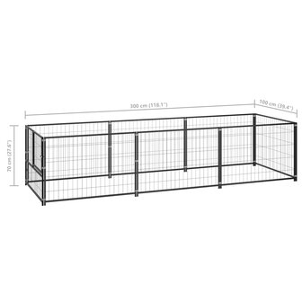 Hondenkennel 3 m&sup2; staal zwart 6