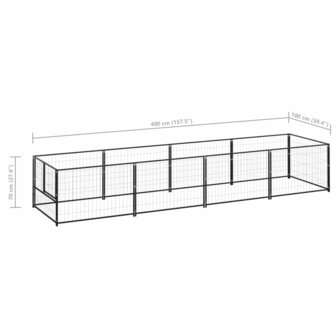 Hondenkennel 4 m&sup2; staal zwart 6