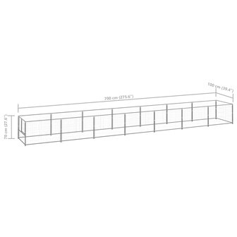 Hondenkennel 7 m&sup2; staal zilverkleurig 6