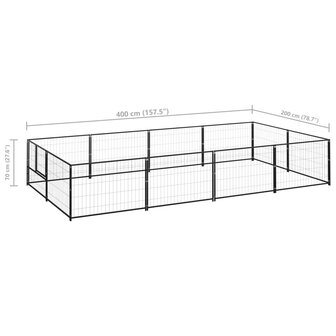 Hondenkennel 8 m&sup2; staal zwart 6