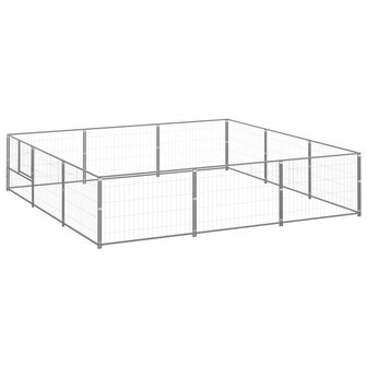 Hondenkennel 9 m&sup2; staal zilverkleurig 1