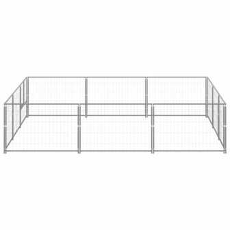 Hondenkennel 9 m&sup2; staal zilverkleurig 2