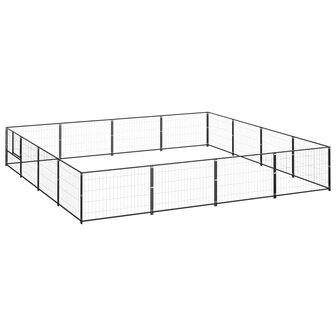 Hondenkennel 16 m&sup2; staal zwart 1