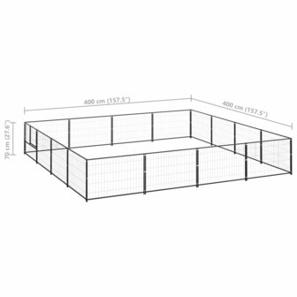 Hondenkennel 16 m&sup2; staal zwart 6