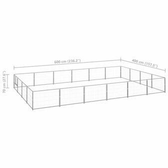 Hondenkennel 24 m&sup2; staal zilverkleurig 6