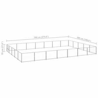 Hondenkennel 35 m&sup2; staal zilverkleurig 6