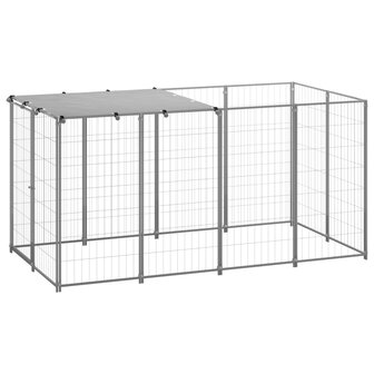 Hondenkennel 2,42 m&sup2; staal zilverkleurig 1