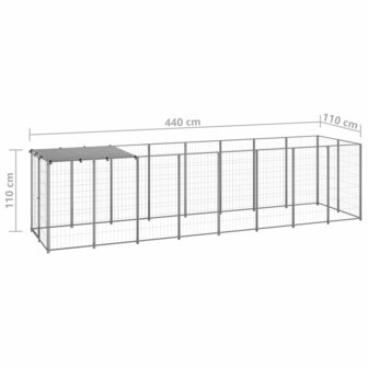 Hondenkennel 4,84 m&sup2; staal zilverkleurig 6