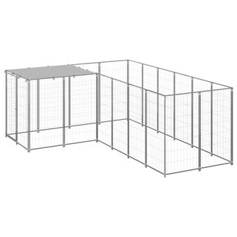 Hondenkennel 4,84 m&sup2; staal zilverkleurig 1