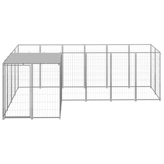 Hondenkennel 4,84 m&sup2; staal zilverkleurig 2