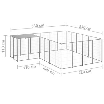 Hondenkennel 8,47 m&sup2; staal zilverkleurig 6