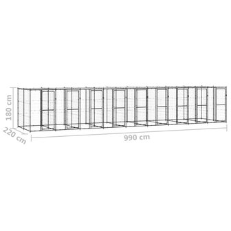 Hondenkennel met dak 21,78 m&sup2; staal 6