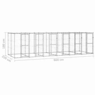 Hondenkennel met dak 14,52 m&sup2; gegalvaniseerd staal 6