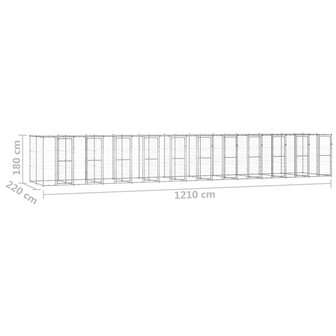 Hondenkennel met dak 26,62 m&sup2; gegalvaniseerd staal 6