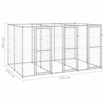 Hondenkennel 7,26 m&sup2; gegalvaniseerd staal 6