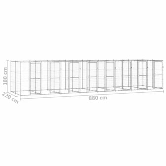 Hondenkennel 19,36 m&sup2; gegalvaniseerd staal 6