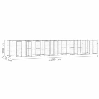 Hondenkennel 24,2 m&sup2; gegalvaniseerd staal 6