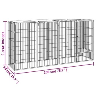 Hondenkennel 10 panelen 50 x 100 cm gepoedercoat staal zwart 6