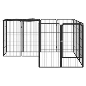 Hondenkennel 14 panelen 50 x 100 cm gepoedercoat staal zwart 2