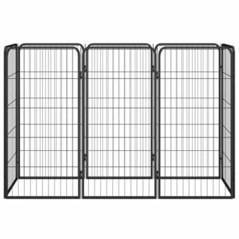 Hondenkennel 8 panelen 50x100 cm gepoedercoat staal zwart 2