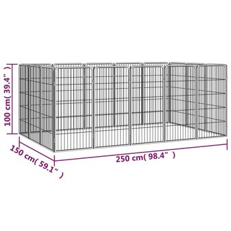 Hondenkennel 16 panelen 50 x 100 cm gepoedercoat staal zwart 7