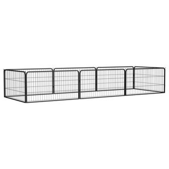 Hondenkennel 8 panelen 100x50 cm gepoedercoat staal zwart 1